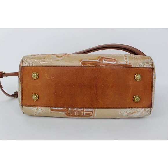 Brahmin Copa Cabana Embossed Leather Satchel Tan Brown Vintage Tote - Picture 6 of 13